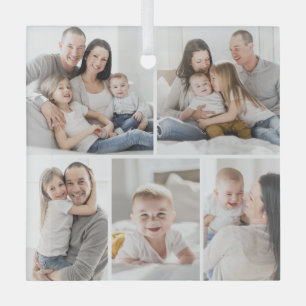 Galerieraster 5 Foto's Aangepaste foto-versiering Glas Ornament