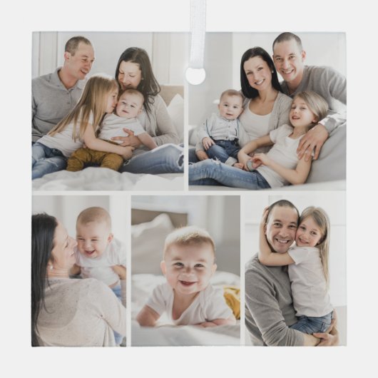 Galerieraster 5 Foto's Aangepaste foto-versiering Glas Ornament (Achterkant)