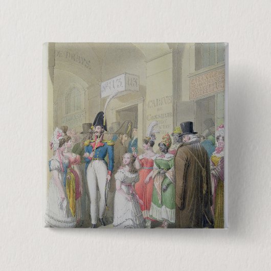Galeries du Palais-Royal uit 'Tableau de Vierkante Button 5,1 Cm (Voorkant)