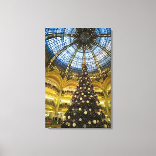 Galeries La Fayette met Kerstmis, Parijs, Frankrij Canvas Afdruk