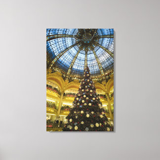 Galeries La Fayette met Kerstmis, Parijs, Frankrij Canvas Afdruk