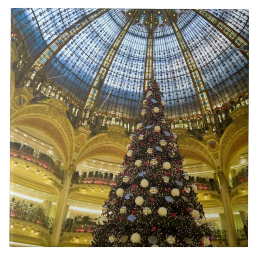 Galeries La Fayette met Kerstmis, Parijs, Frankrij Tegeltje (Voorkant)