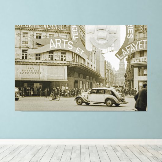 Galeries Lafayette Paris Haussmann 1940 Foto Canvas Afdruk (Insitu (Houten vloer))