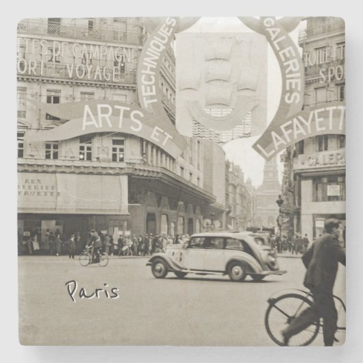 Galeries Lafayette Paris Haussmann 1940 Foto Stenen Onderzetter (Voorkant)