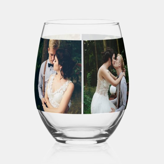 Galerij met 4 persoonlijke foto's wijnglas zonder voet (Voorkant)