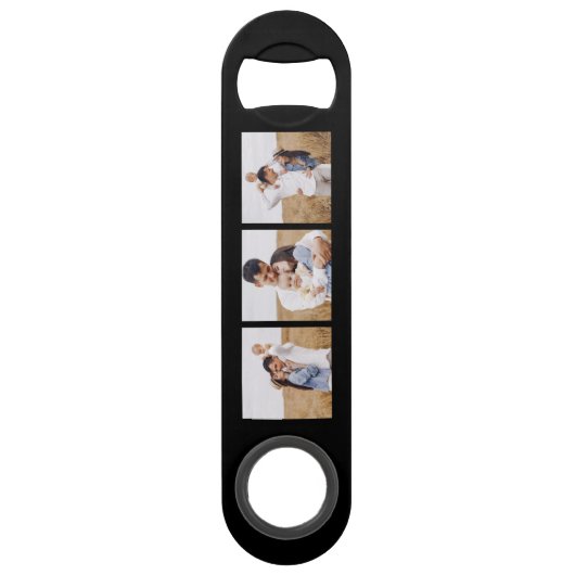 Galerij met 6 persoonlijke foto-streepjescode speed flessenopener (Voorkant)