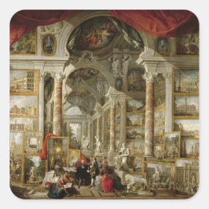 Galerij met Uitzichten van Modern Rome, 1759 Vierkante Sticker