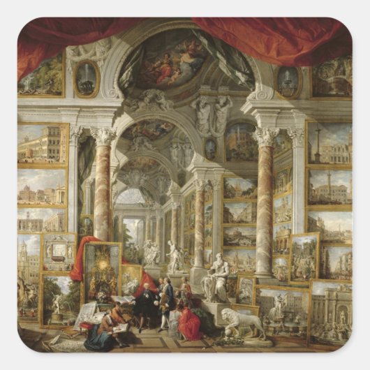 Galerij met Uitzichten van Modern Rome, 1759 Vierkante Sticker (Voorkant)