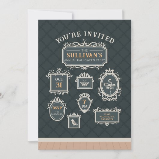 Galerij Muur Lijsten Halloween Feest Kaart (Voorkant)