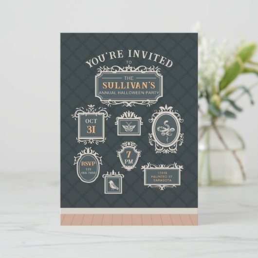 Galerij Muur Lijsten Halloween Feest Kaart (Staand voorkant)