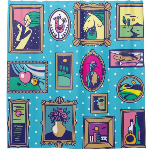 Galerijmuur: Divers Afbeelding Collectie Douchegordijn (Voorkant)