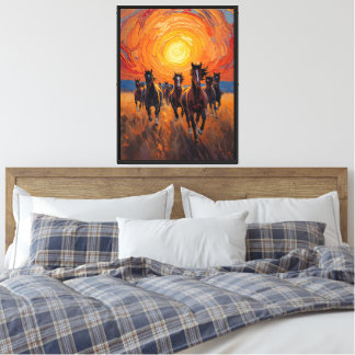 Galerijpaarden Zonsondergang Impressionistische Ku Canvas Afdruk