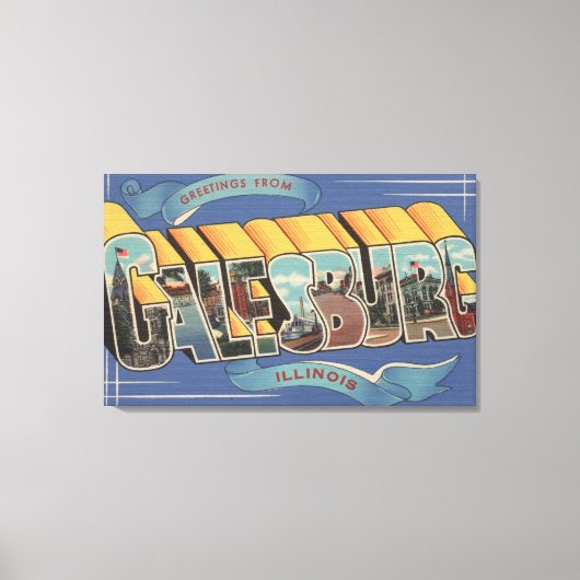 Galesburg, Illinois - grote letterscènes Canvas Afdruk (Voorkant)