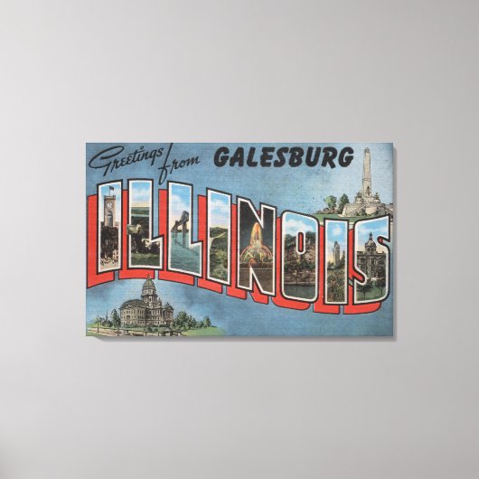 Galesburg, Illinois - Large Letter Scenes 2 Canvas Afdruk (Voorkant)