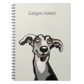 Galgo tekening zwart-wit en grijs notitieboek (Voorkant)