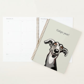 Galgo tekening zwart-wit en grijs planner