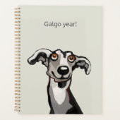 Galgo tekening zwart-wit en grijs planner (Voorkant)