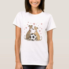 Galgos with soccer ball for Valentine's Day T-shirt