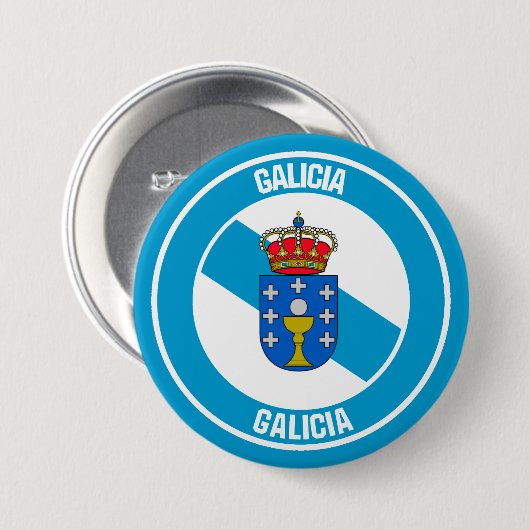 Galicia Round Emblem Ronde Button 7,6 Cm (Voorkant /achterkant)