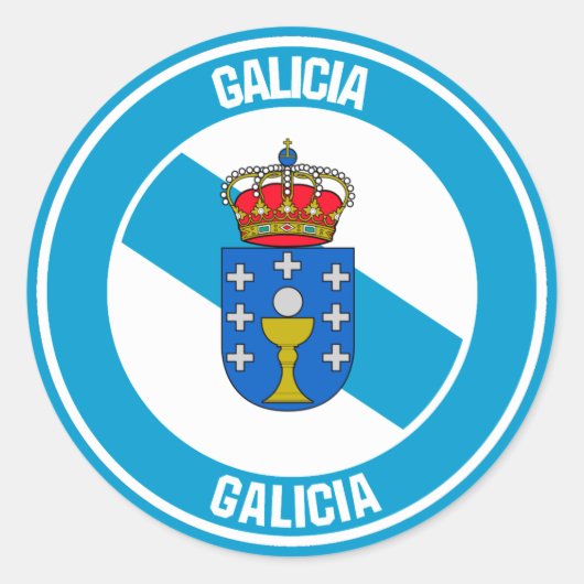 Galicia Round Emblem Ronde Sticker (Voorkant)