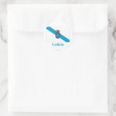 Galicië vlag met naam ronde sticker (Tas)