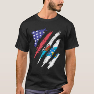 Galicisch Amerikaans Patriot Grown Heart Vlag Stri T-shirt