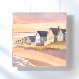 Galilee by the Zee | Rhode Island Strand Watercolo Poster