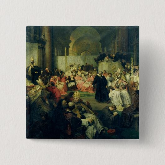 Galilei voor de Raad, 1861 Vierkante Button 5,1 Cm (Voorkant)