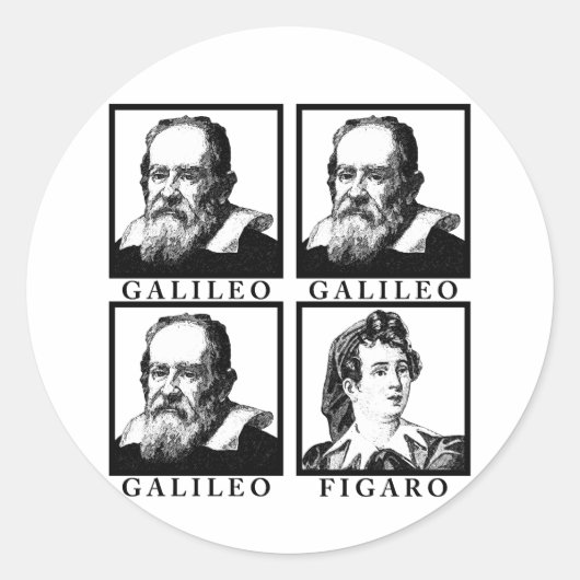 Galileo Figaro BW Ronde Sticker (Voorkant)