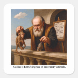 Galileo's verschrikkelijk gebruik van proefdieren. vierkante sticker
