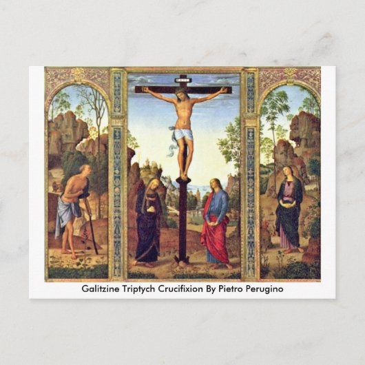 Galitzine triptych crucifixatie door Pietro Perugi Briefkaart (Voorkant)