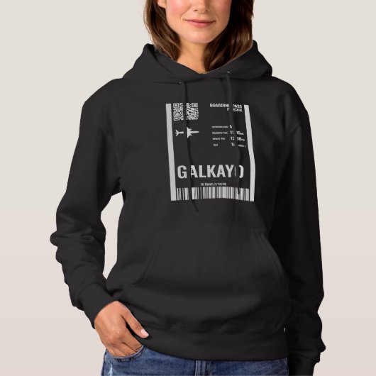 Galkayo Somalia Boarding Pass Airline Ticket Trave Hoodie (Voorkant)