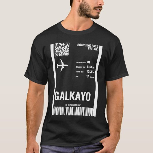 Galkayo Somalia Boarding Pass Airline Ticket Trave T-shirt (Voorkant)