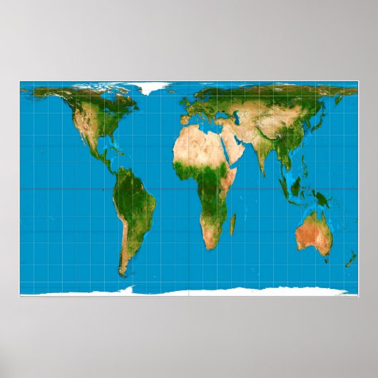 Gall-Peters Correction Projection Wereldkaart Poster (Voorkant)