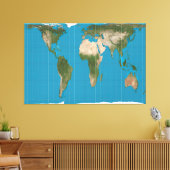 Gall Peters Projectie Wereldkaart 60x40 inch Canvas Afdruk (Insitu (Woonkamer))