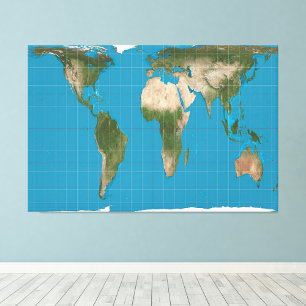 Gall Peters Projectie Wereldkaart 60x40 inch Foto Afdruk