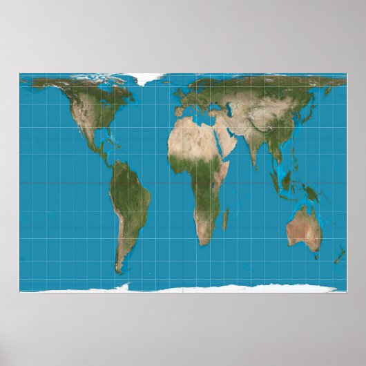 Gall Peters Projectie Wereldkaart Poster (Voorkant)