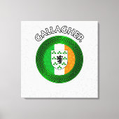 Gallagher Crest & Celtic Knot op Shamrock Canvas Afdruk (Voorkant)