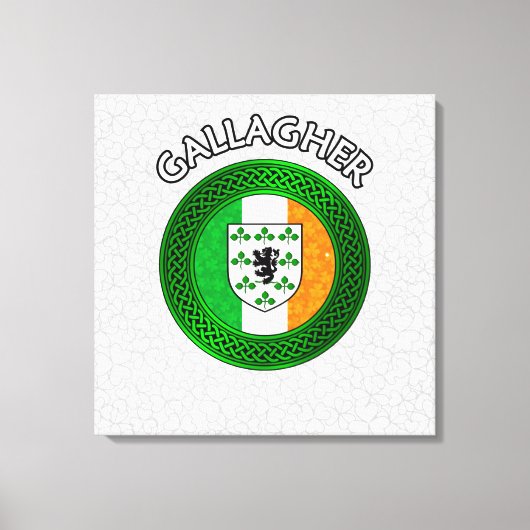 Gallagher Crest & Celtic Knot op Shamrock Canvas Afdruk (Voorkant)