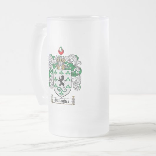 GALLAGHER FAMILIE CREST - GALLAGHER COAT WAPENS MATGLAS BIERPUL (Voorkant links)