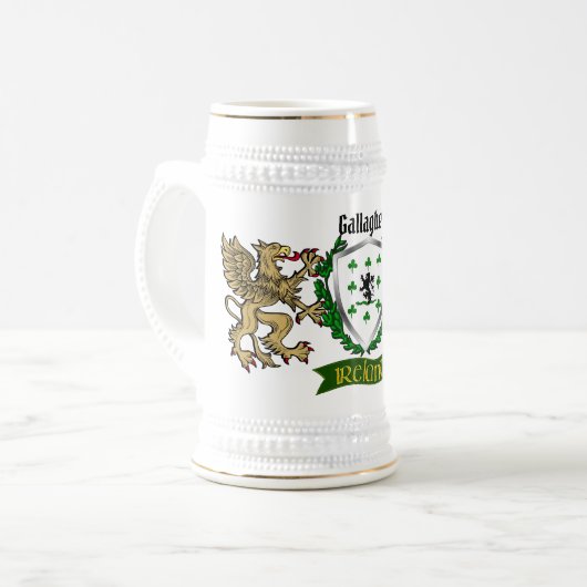 Gallagher/O'Gallagher Irish Shield Beer Stein Bierpul (Voorkant links)