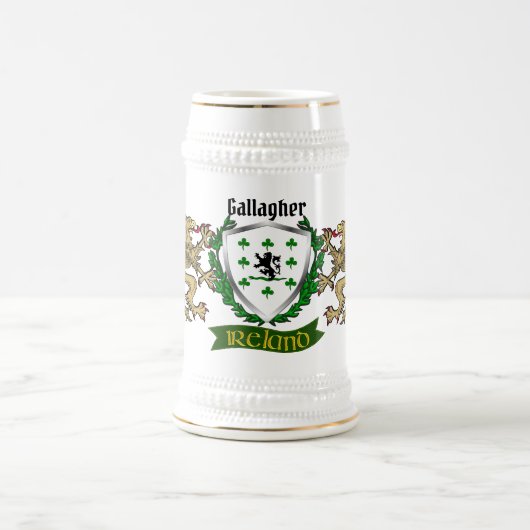Gallagher/O'Gallagher Irish Shield Beer Stein Bierpul (Center)