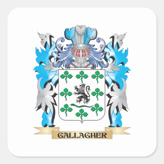 Gallagher Wapenschild - Family Crest Vierkante Sticker (Voorkant)