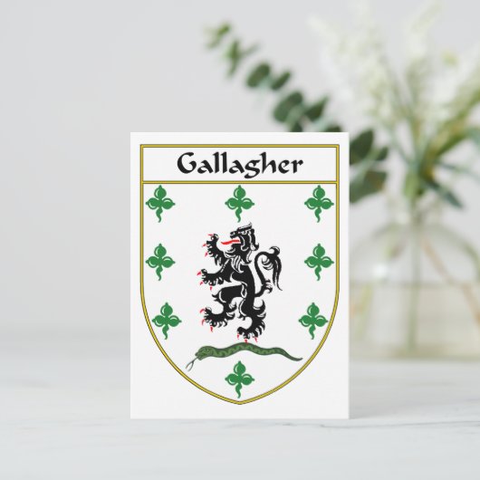 Gallagher wapenstilstand/familiekust briefkaart (Staand voorkant)