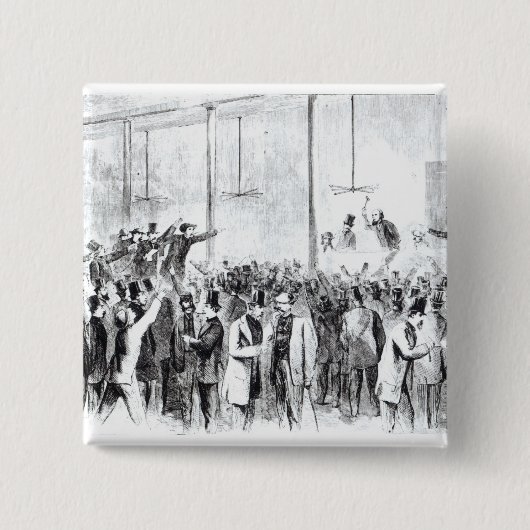 Gallagher's beurs (graving) (foto) vierkante button 5,1 cm (Voorkant)