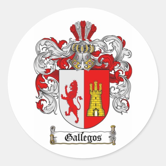 GALLEGOS FAMILY CREST - GALLEGOS WAPEN RONDE STICKER (Voorkant)