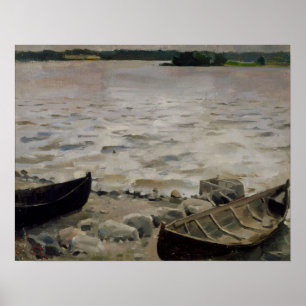 Gallen-Kallela - Boats op de kust Poster