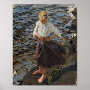 Gallen-Kallela - Een Meisje Staand In De Wind Poster