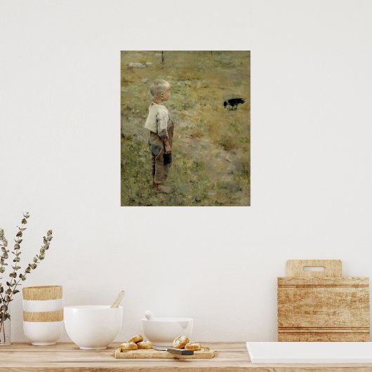 Gallen-Kallela - Jongen met een kraai Poster (Keuken)