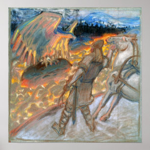 Gallen-Kallela - Lemminkainen op een vuur Poster